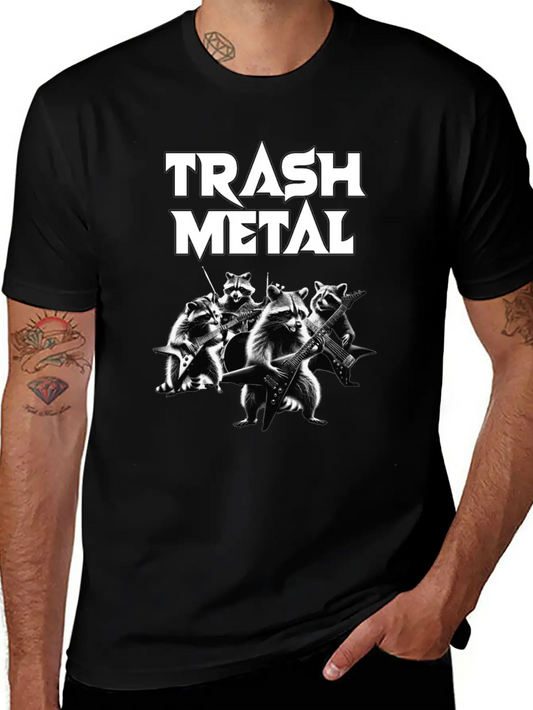 Trash Metal T-Shirt: Raccoons Playing Heavy Metal Comfortable Minimalist Graphic Tee – Summer Style Essential