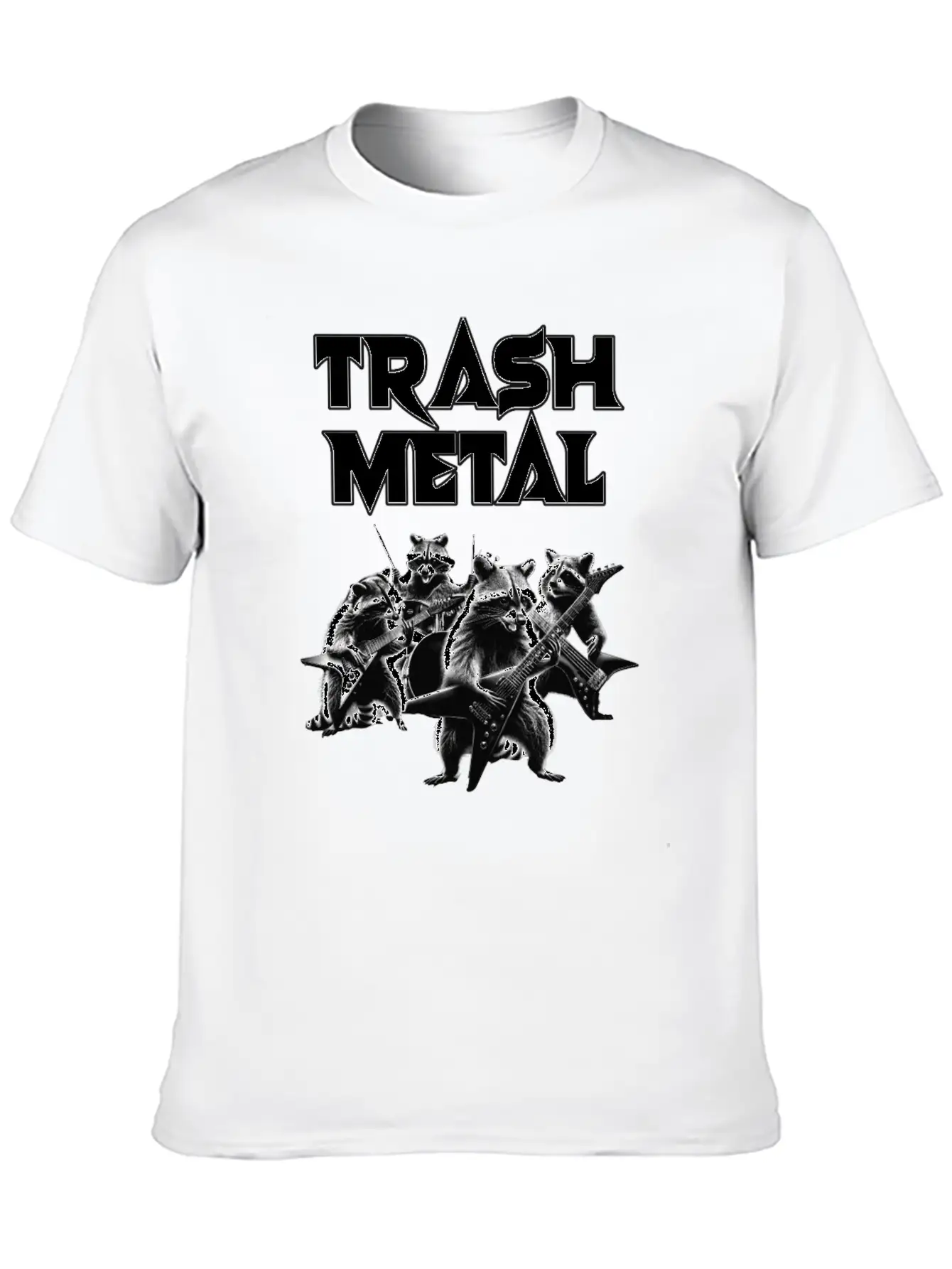 Trash Metal T-Shirt: Raccoons Playing Heavy Metal Comfortable Minimalist Graphic Tee – Summer Style Essential