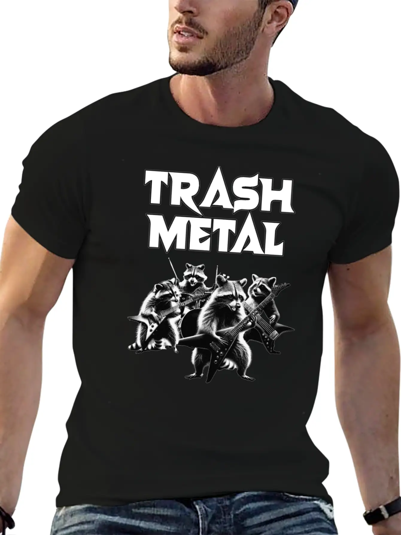 Trash Metal T-Shirt: Raccoons Playing Heavy Metal Comfortable Minimalist Graphic Tee – Summer Style Essential