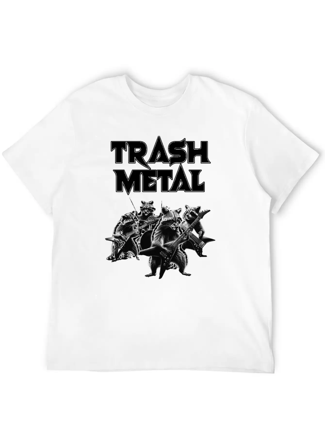 Trash Metal T-Shirt: Raccoons Playing Heavy Metal Comfortable Minimalist Graphic Tee – Summer Style Essential