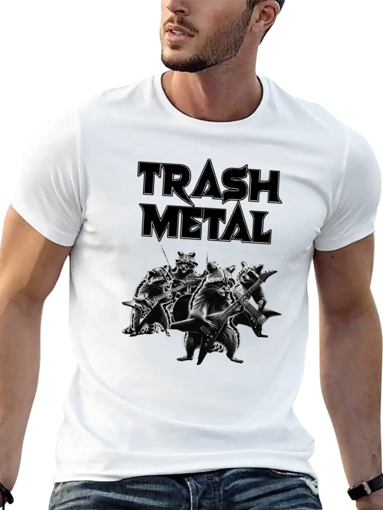 Trash Metal T-Shirt: Raccoons Playing Heavy Metal Comfortable Minimalist Graphic Tee – Summer Style Essential