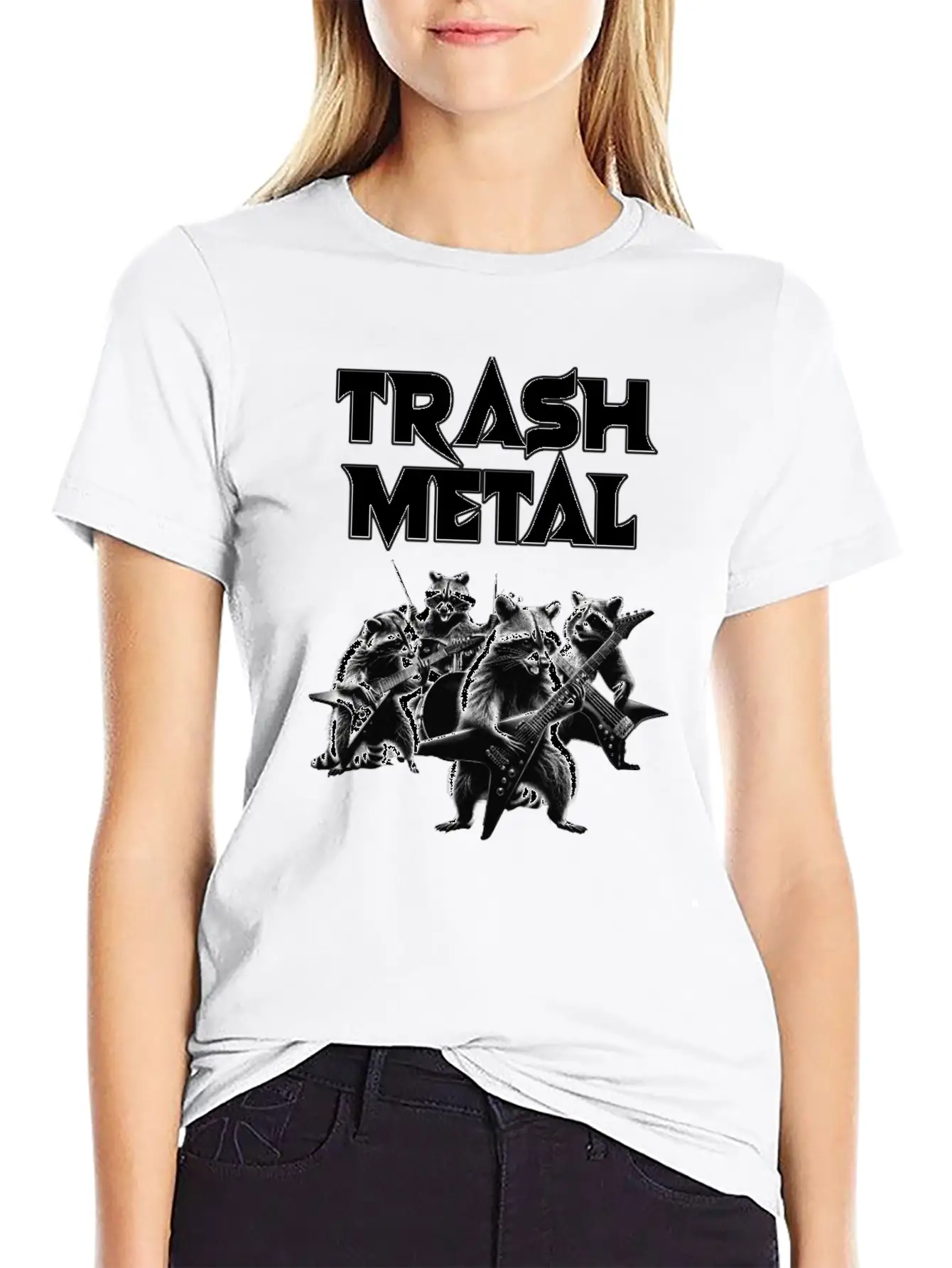 Trash Metal T-Shirt: Raccoons Playing Heavy Metal Comfortable Minimalist Graphic Tee – Summer Style Essential