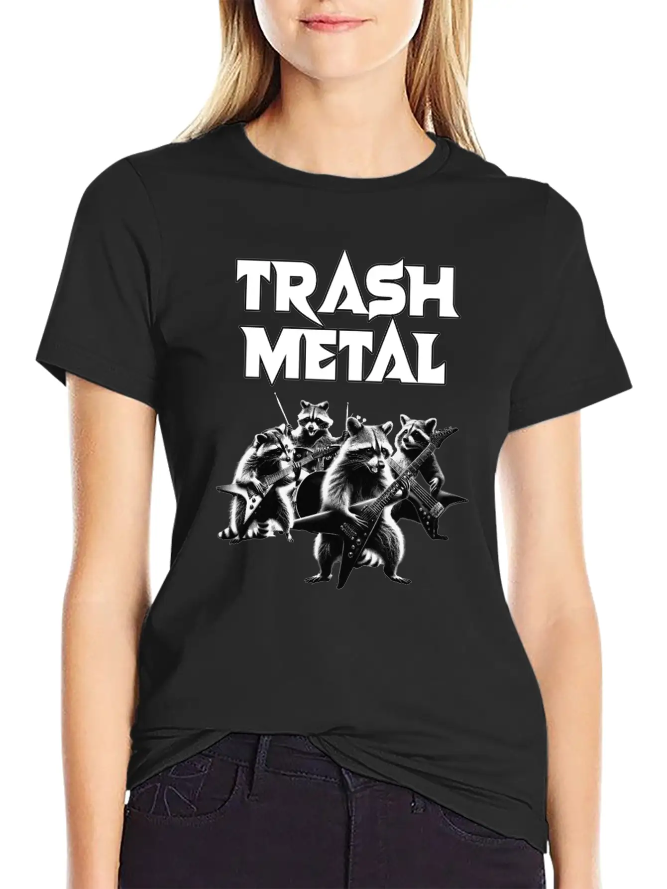 Trash Metal T-Shirt: Raccoons Playing Heavy Metal Comfortable Minimalist Graphic Tee – Summer Style Essential