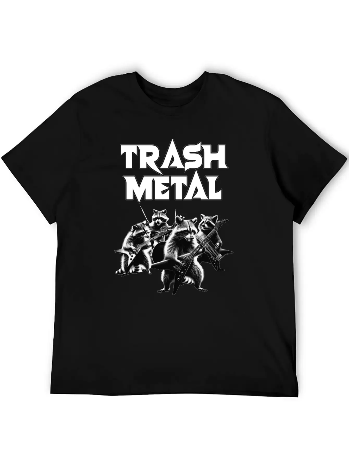 Trash Metal T-Shirt: Raccoons Playing Heavy Metal Comfortable Minimalist Graphic Tee – Summer Style Essential