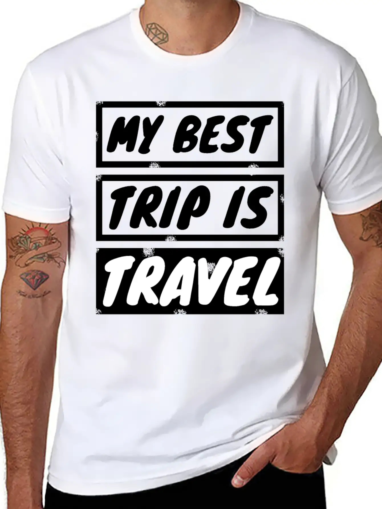Travel - My Best Trip Is Travel Basic Graphic T-Shirt – Daily Comfort In Soft Cotton