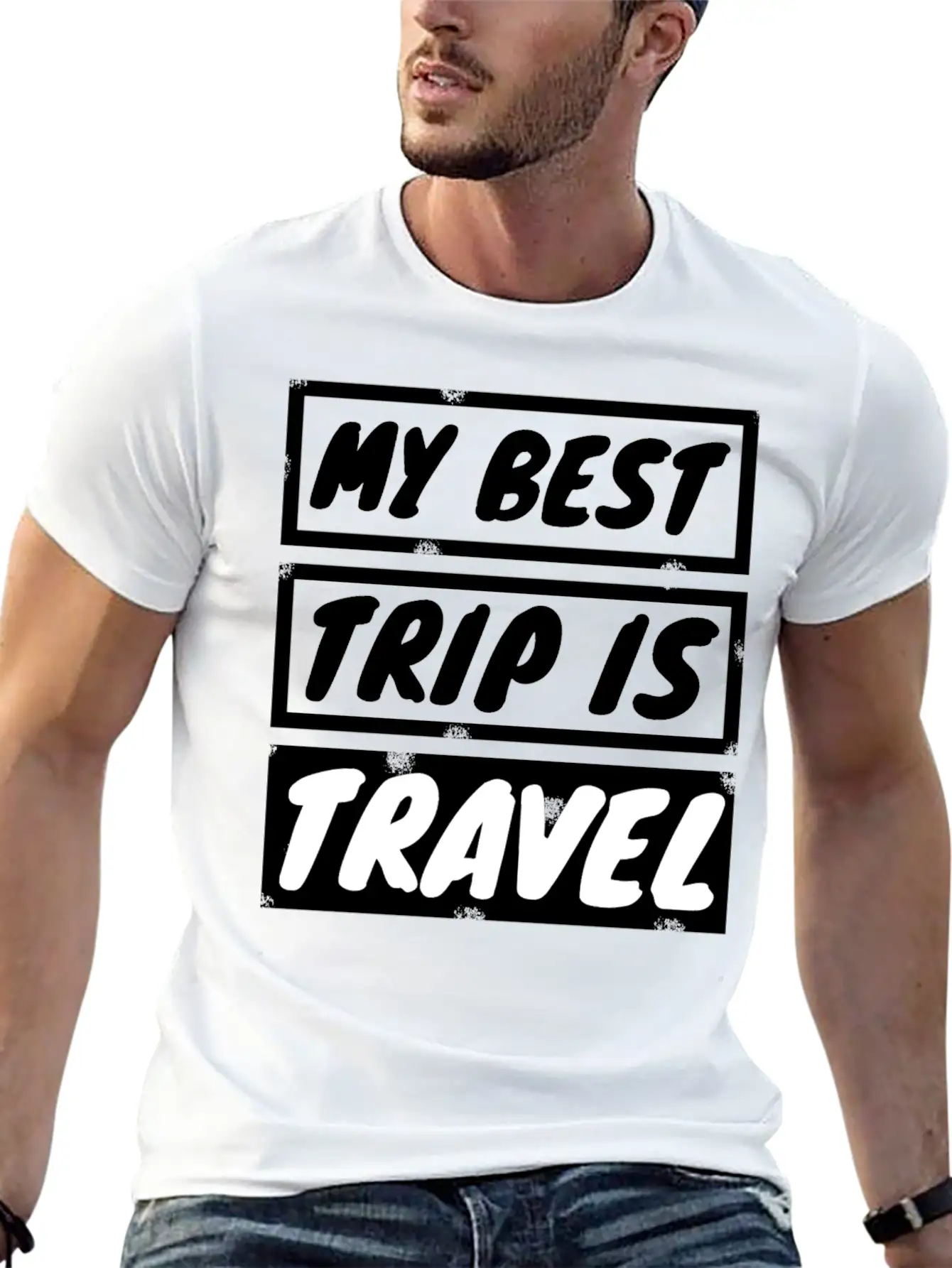 Travel - My Best Trip Is Travel Basic Graphic T-Shirt – Daily Comfort In Soft Cotton