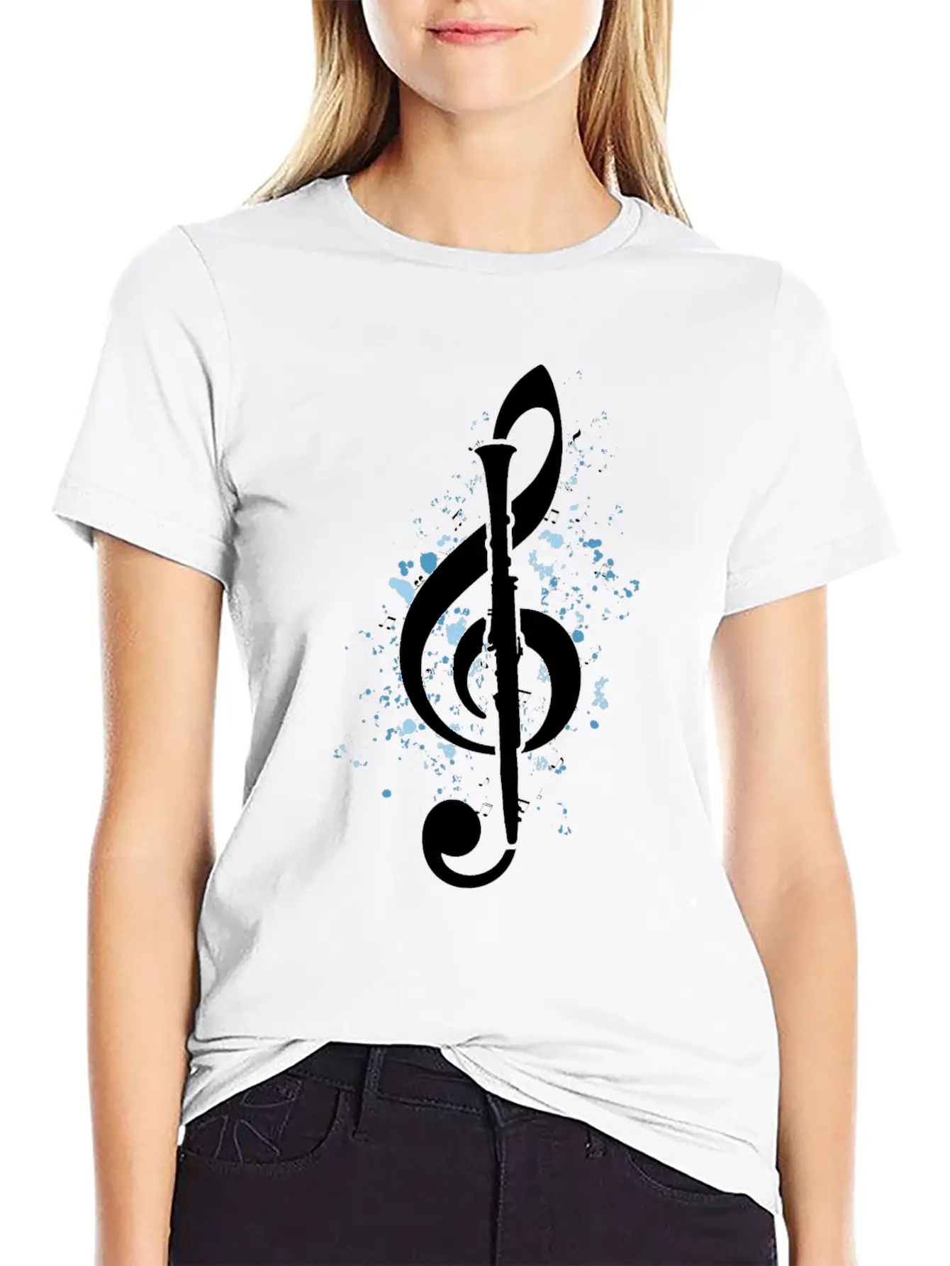 Treble Clef Clarinet Classical Music Note Clarinet Timeless Short Sleeve Tee – Comfy And Minimalist Design