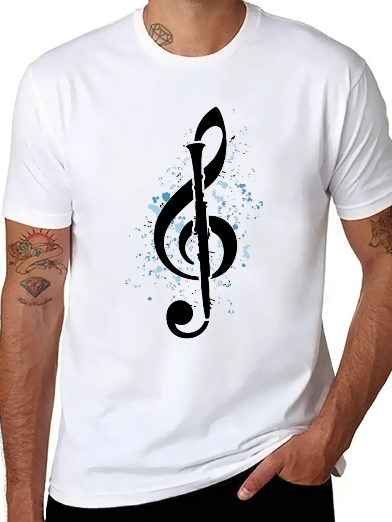Treble Clef Clarinet Classical Music Note Clarinet Timeless Short Sleeve Tee – Comfy And Minimalist Design