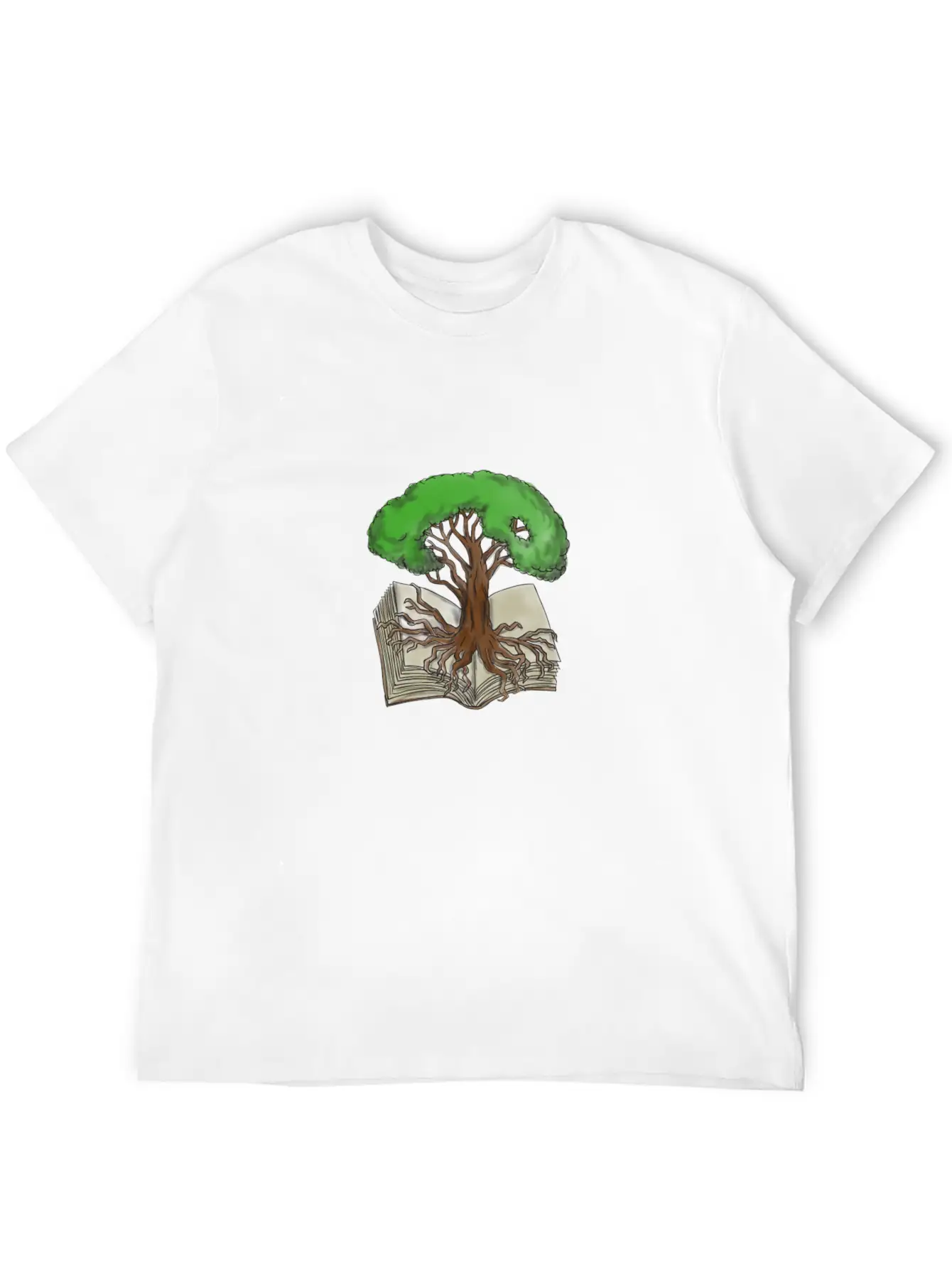 Tree Rooted On Book Tattoo Unisex Short Sleeve Soft Cotton T-Shirt – Casual Everyday Wear