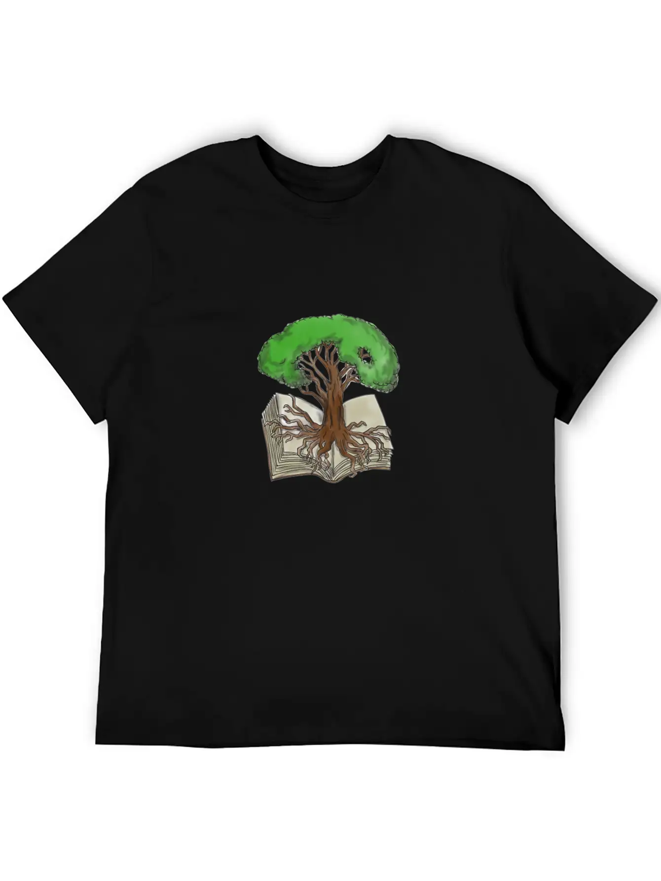Tree Rooted On Book Tattoo Unisex Short Sleeve Soft Cotton T-Shirt – Casual Everyday Wear