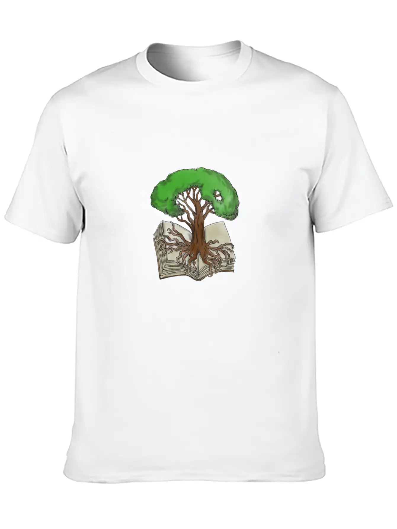 Tree Rooted On Book Tattoo Unisex Short Sleeve Soft Cotton T-Shirt – Casual Everyday Wear