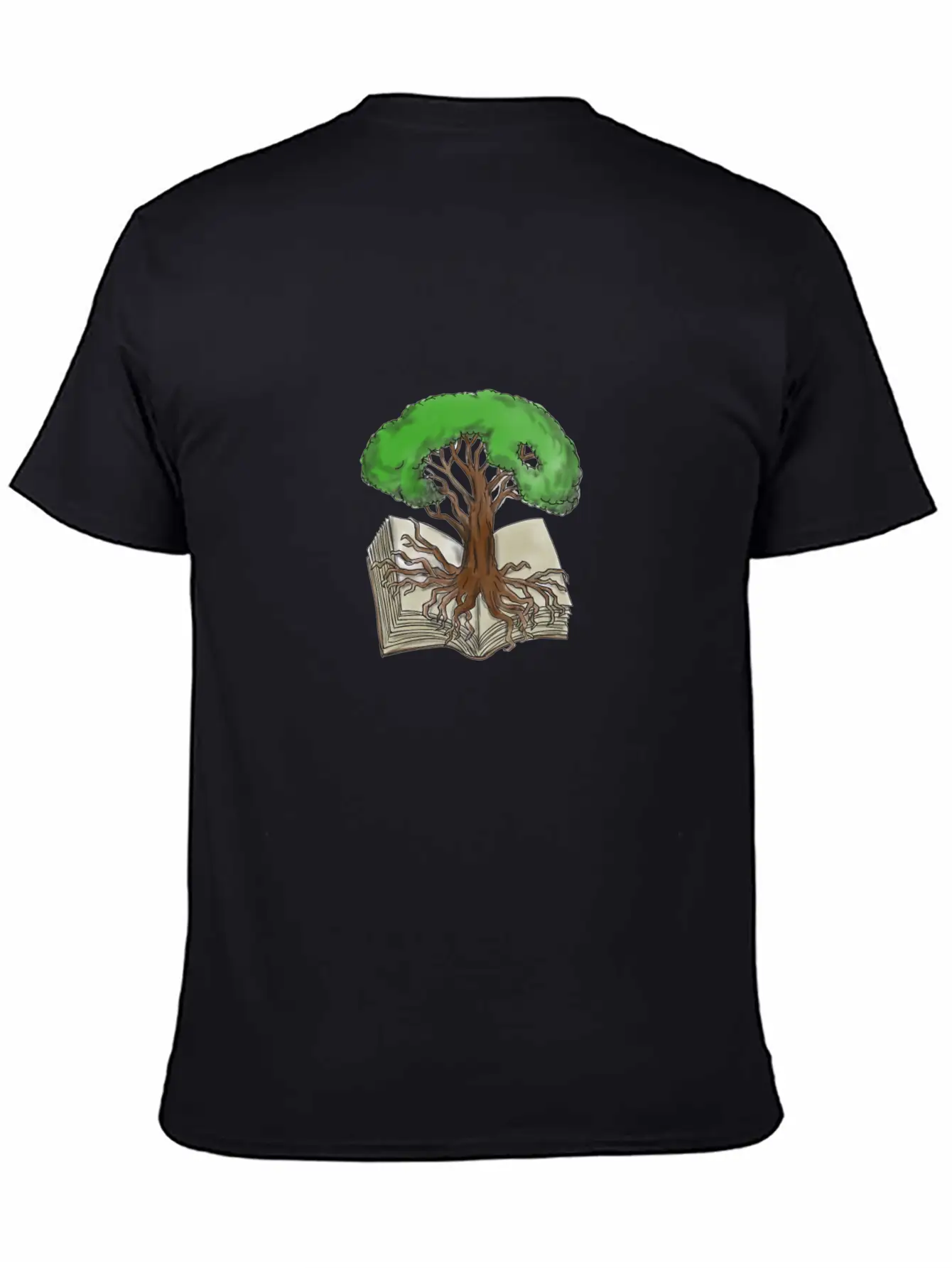 Tree Rooted On Book Tattoo Unisex Short Sleeve Soft Cotton T-Shirt – Casual Everyday Wear