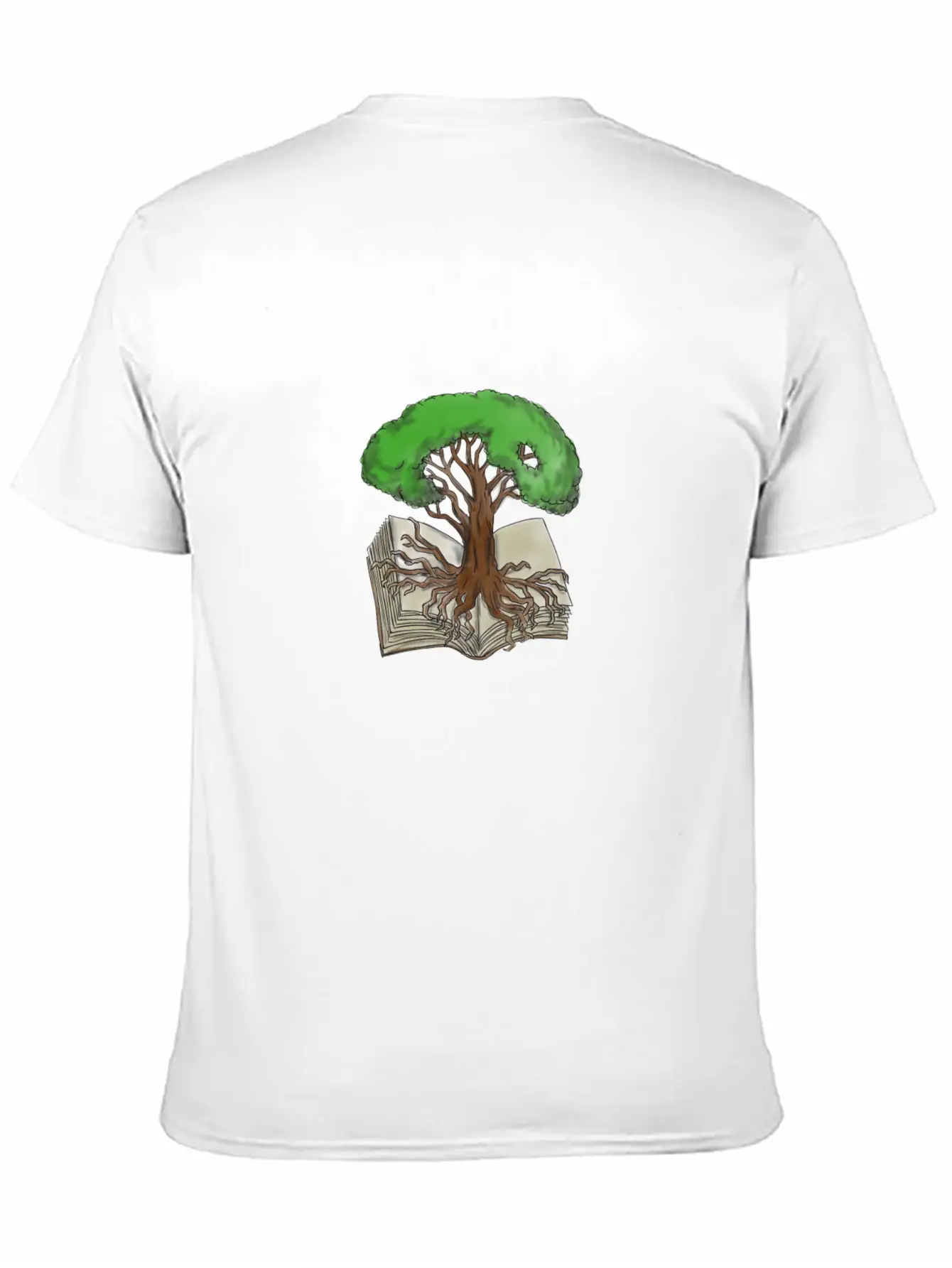 Tree Rooted On Book Tattoo Unisex Short Sleeve Soft Cotton T-Shirt – Casual Everyday Wear