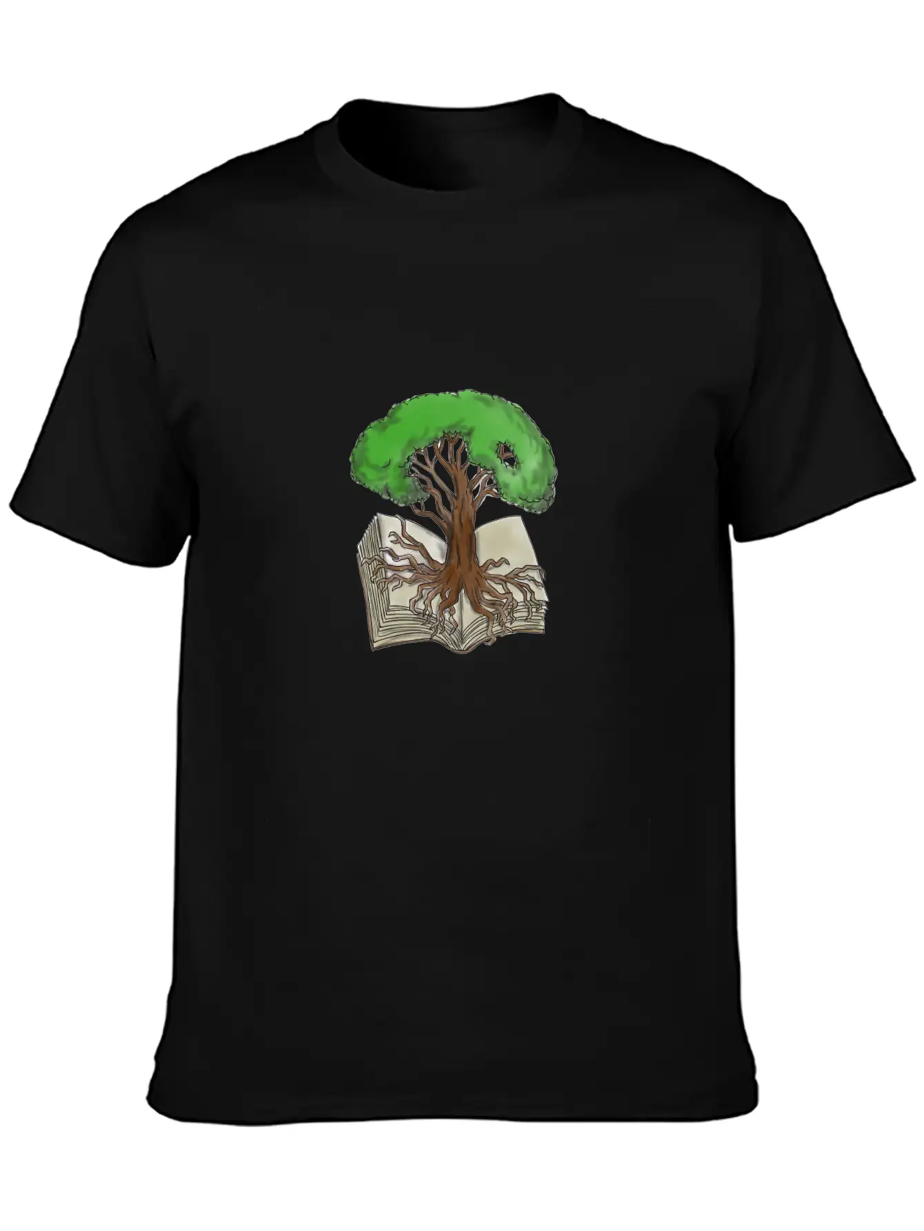 Tree Rooted On Book Tattoo Unisex Short Sleeve Soft Cotton T-Shirt – Casual Everyday Wear