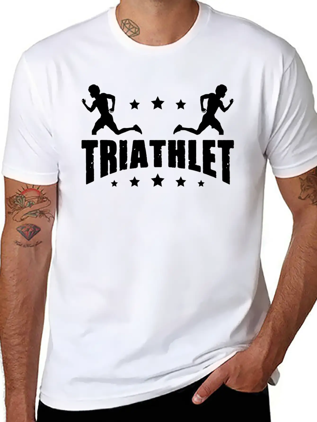 Triathlete Runner Swimmer Cyclist Sport Swimming C Stylish Everyday T-Shirt – Unisex Basic Cotton Tee
