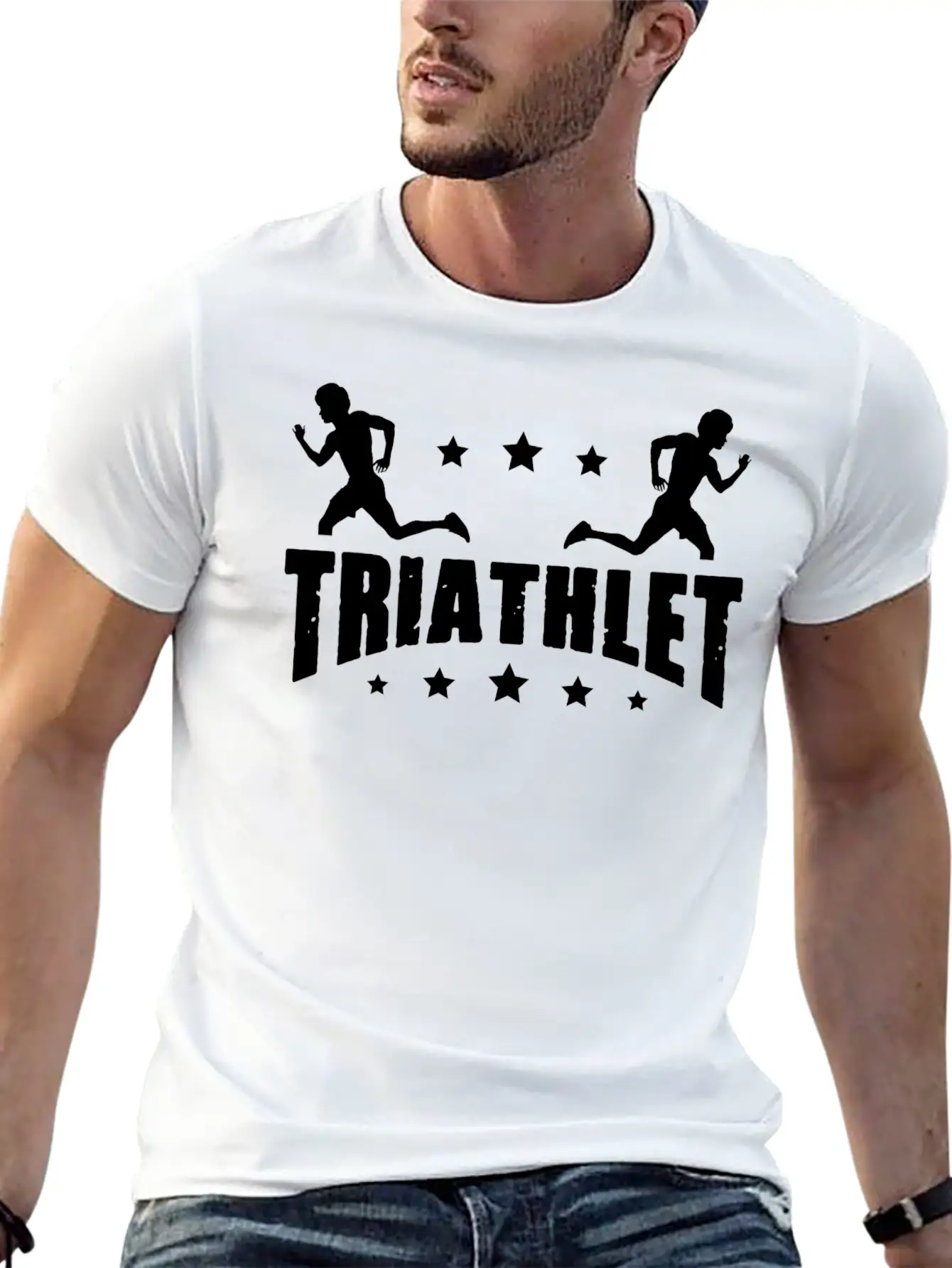 Triathlete Runner Swimmer Cyclist Sport Swimming C Stylish Everyday T-Shirt – Unisex Basic Cotton Tee