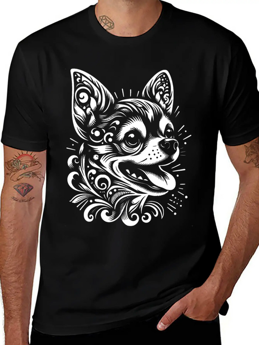 Tribal Chihuahua Core Unisex Short Sleeve Soft Cotton T-Shirt – Casual Everyday Wear