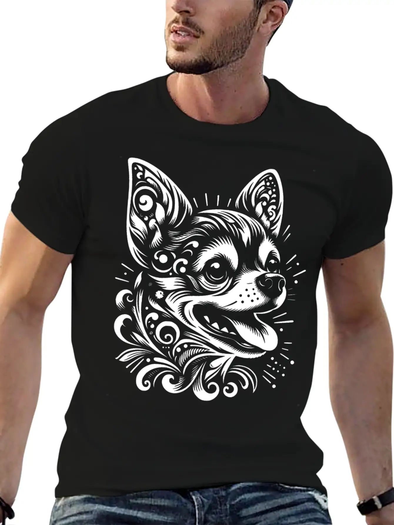 Tribal Chihuahua Core Unisex Short Sleeve Soft Cotton T-Shirt – Casual Everyday Wear