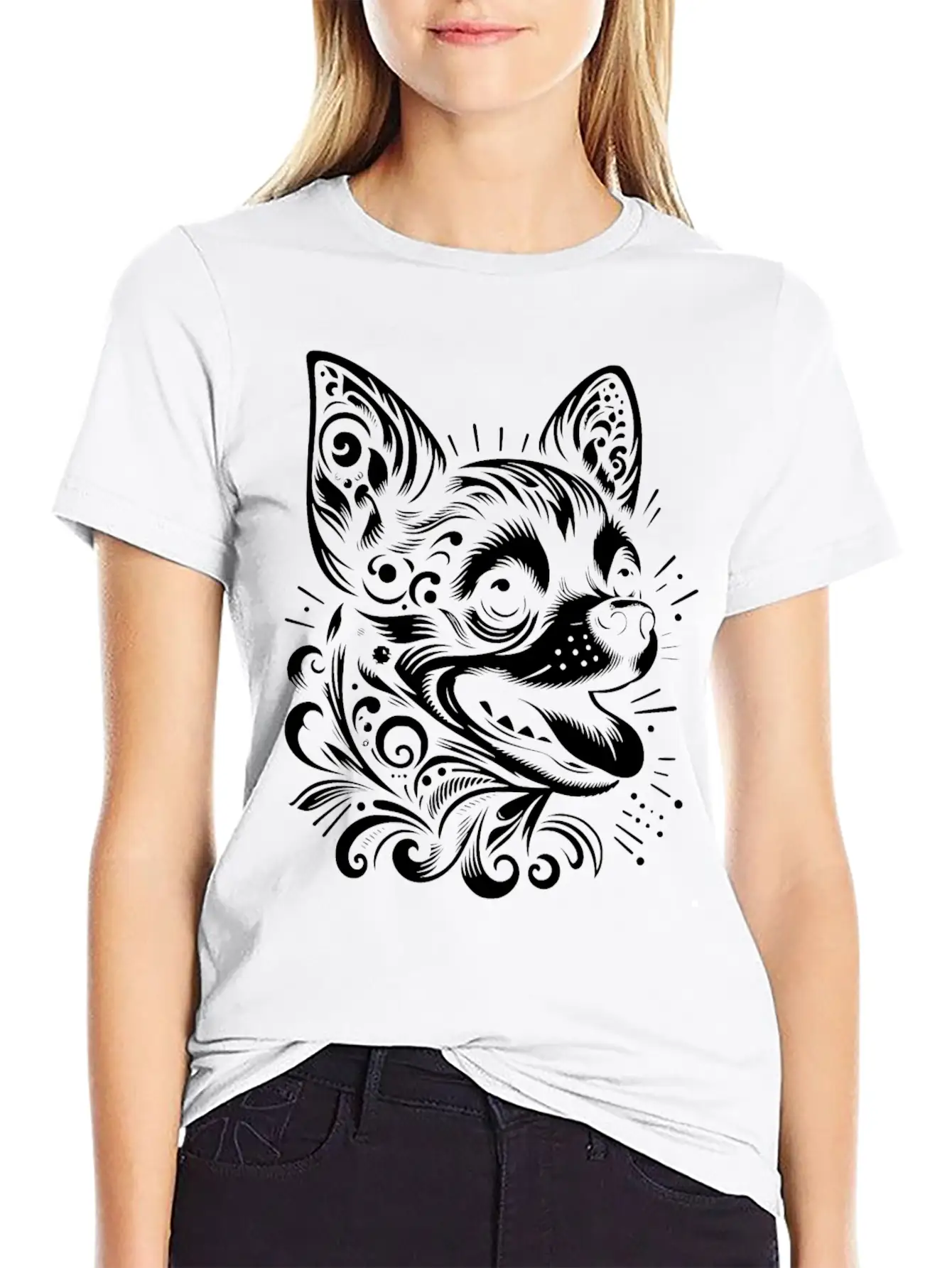 Tribal Chihuahua Core Unisex Short Sleeve Soft Cotton T-Shirt – Casual Everyday Wear