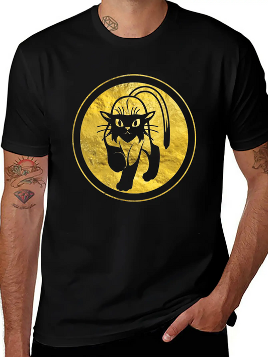 Tribal Gold Cat Unisex Short Sleeve Soft Cotton T-Shirt – Casual Everyday Wear