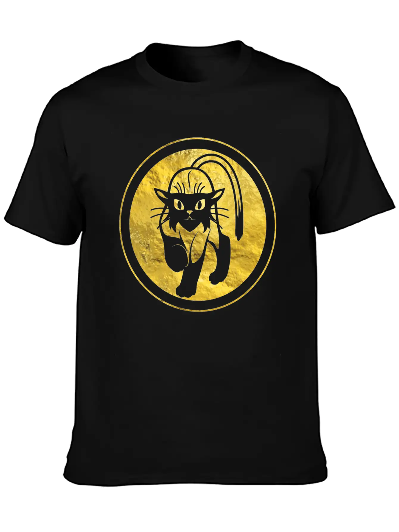 Tribal Gold Cat Unisex Short Sleeve Soft Cotton T-Shirt – Casual Everyday Wear