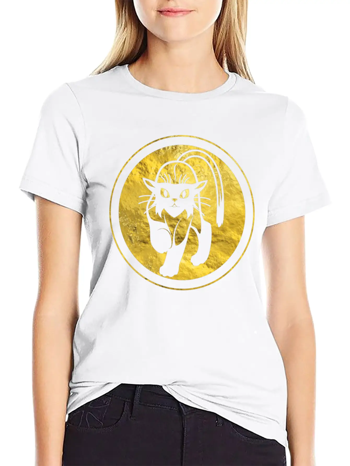 Tribal Gold Cat Unisex Short Sleeve Soft Cotton T-Shirt – Casual Everyday Wear
