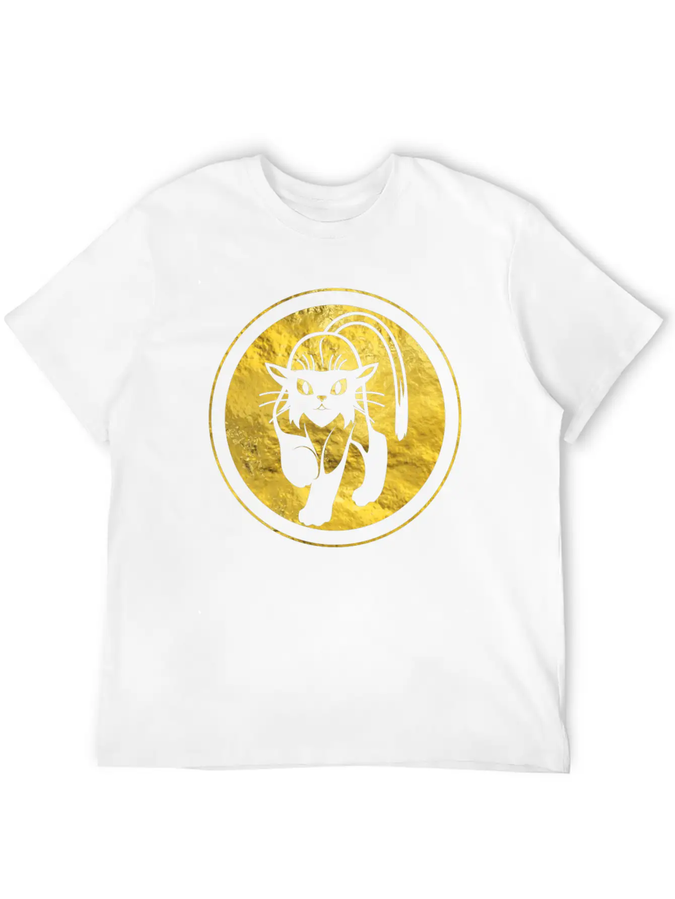 Tribal Gold Cat Unisex Short Sleeve Soft Cotton T-Shirt – Casual Everyday Wear