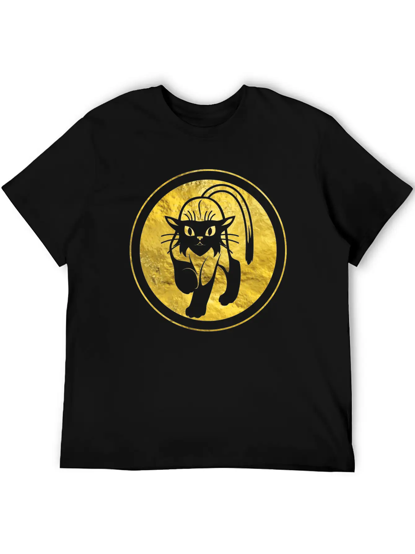 Tribal Gold Cat Unisex Short Sleeve Soft Cotton T-Shirt – Casual Everyday Wear