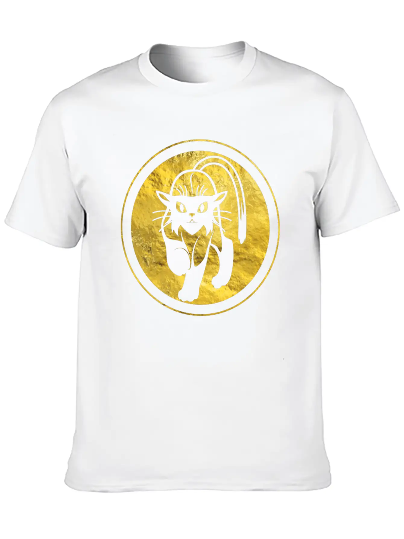 Tribal Gold Cat Unisex Short Sleeve Soft Cotton T-Shirt – Casual Everyday Wear