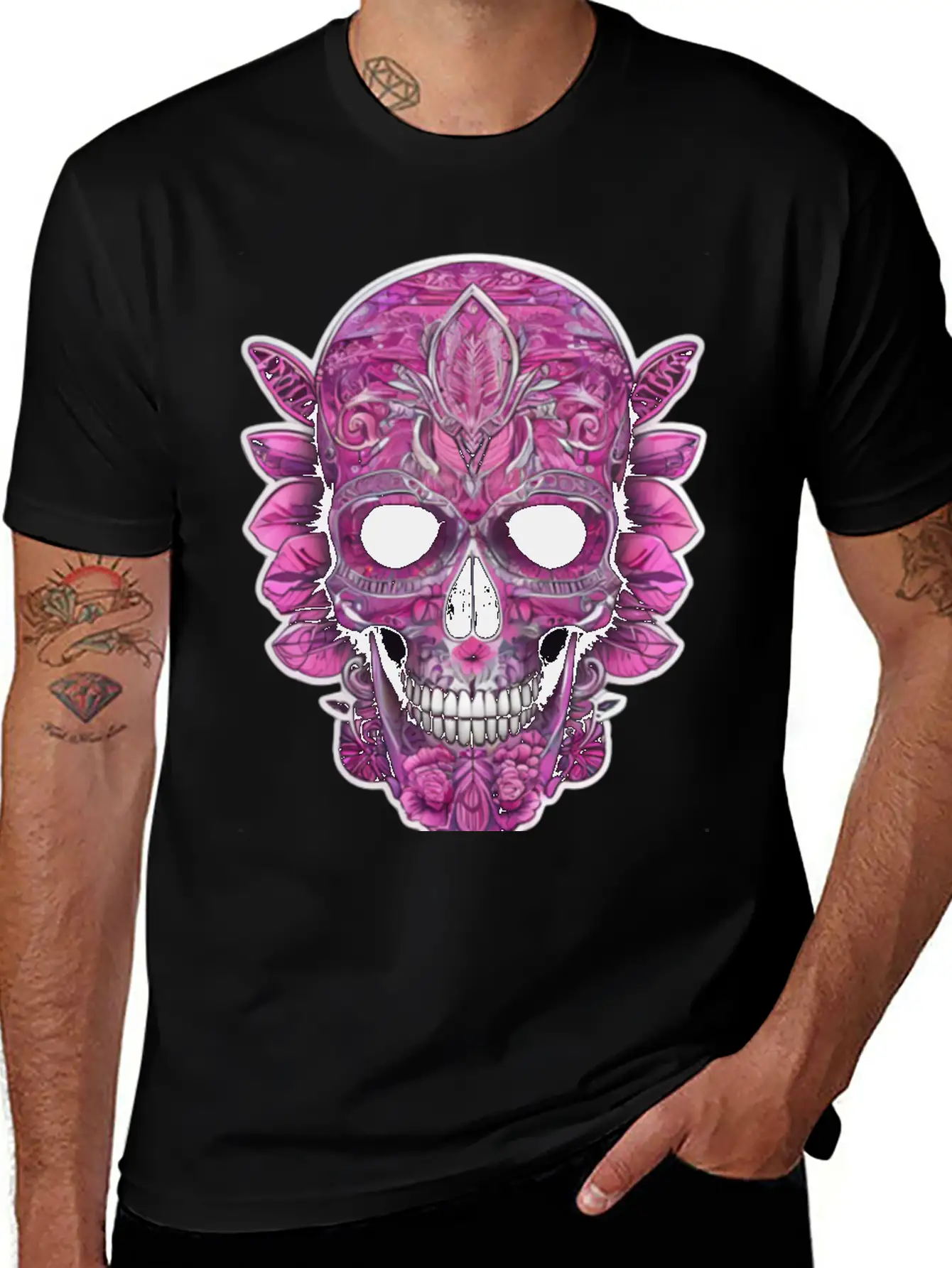 Tribal Pink Mexican Skull Relaxed Everyday Tee – Lightweight And Durable Cotton