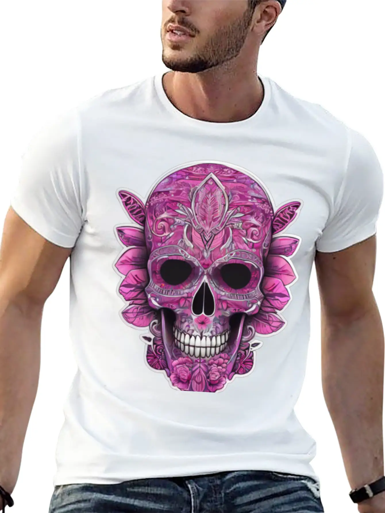 Tribal Pink Mexican Skull Relaxed Everyday Tee – Lightweight And Durable Cotton