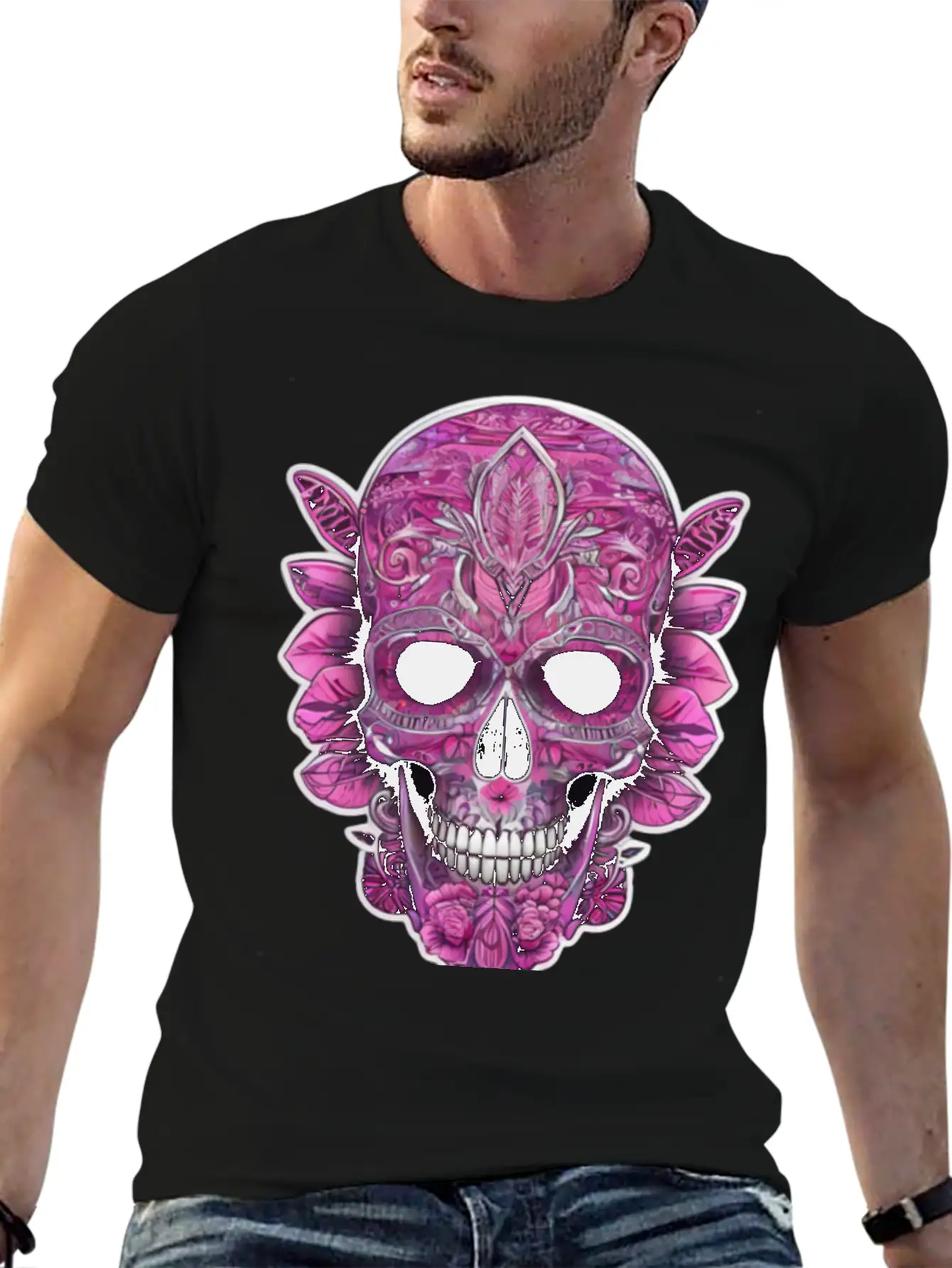 Tribal Pink Mexican Skull Relaxed Everyday Tee – Lightweight And Durable Cotton