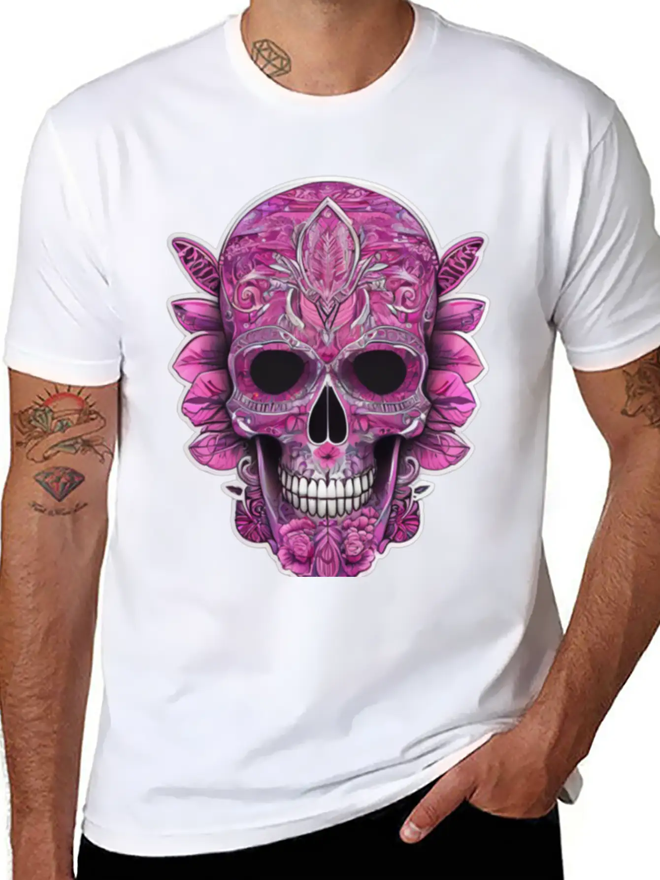 Tribal Pink Mexican Skull Relaxed Everyday Tee – Lightweight And Durable Cotton