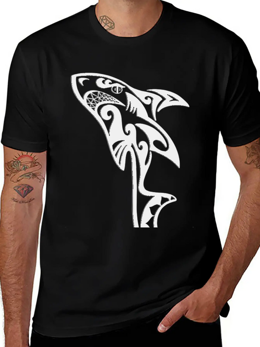 TRIBAL SHARK Unisex Short Sleeve Soft Cotton T-Shirt – Casual Everyday Wear