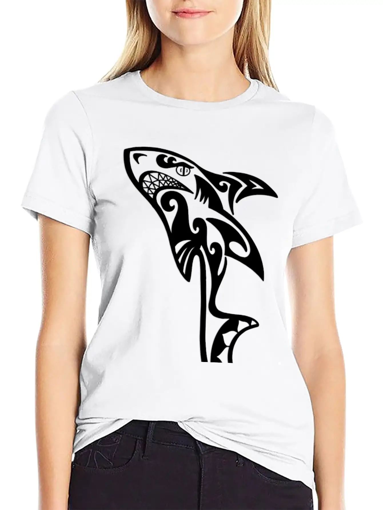 TRIBAL SHARK Unisex Short Sleeve Soft Cotton T-Shirt – Casual Everyday Wear