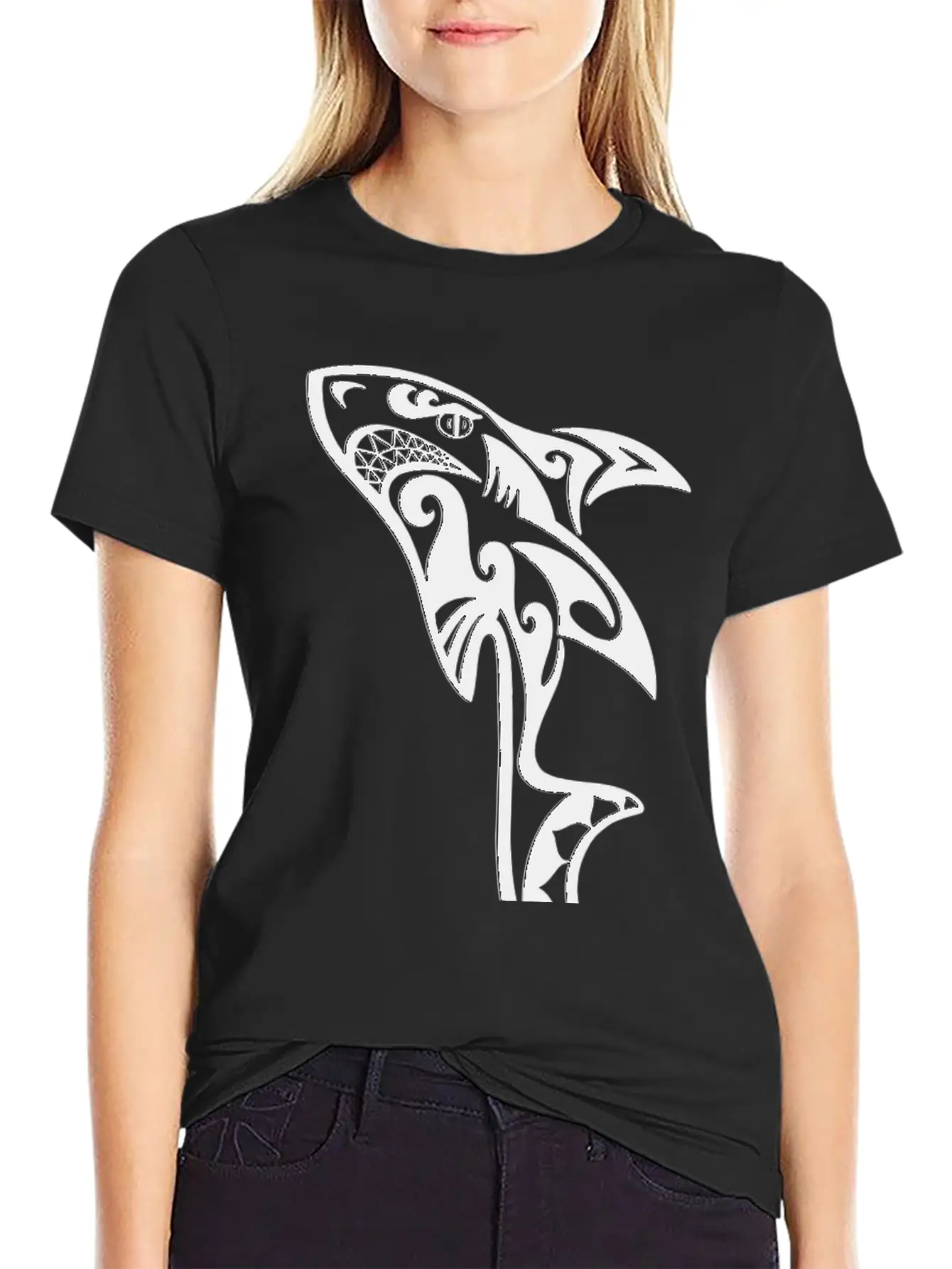 TRIBAL SHARK Unisex Short Sleeve Soft Cotton T-Shirt – Casual Everyday Wear