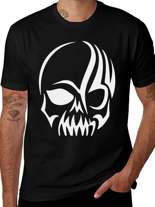 Tribal Skull Halloween Unisex Short Sleeve Soft Cotton T-Shirt – Casual Everyday Wear