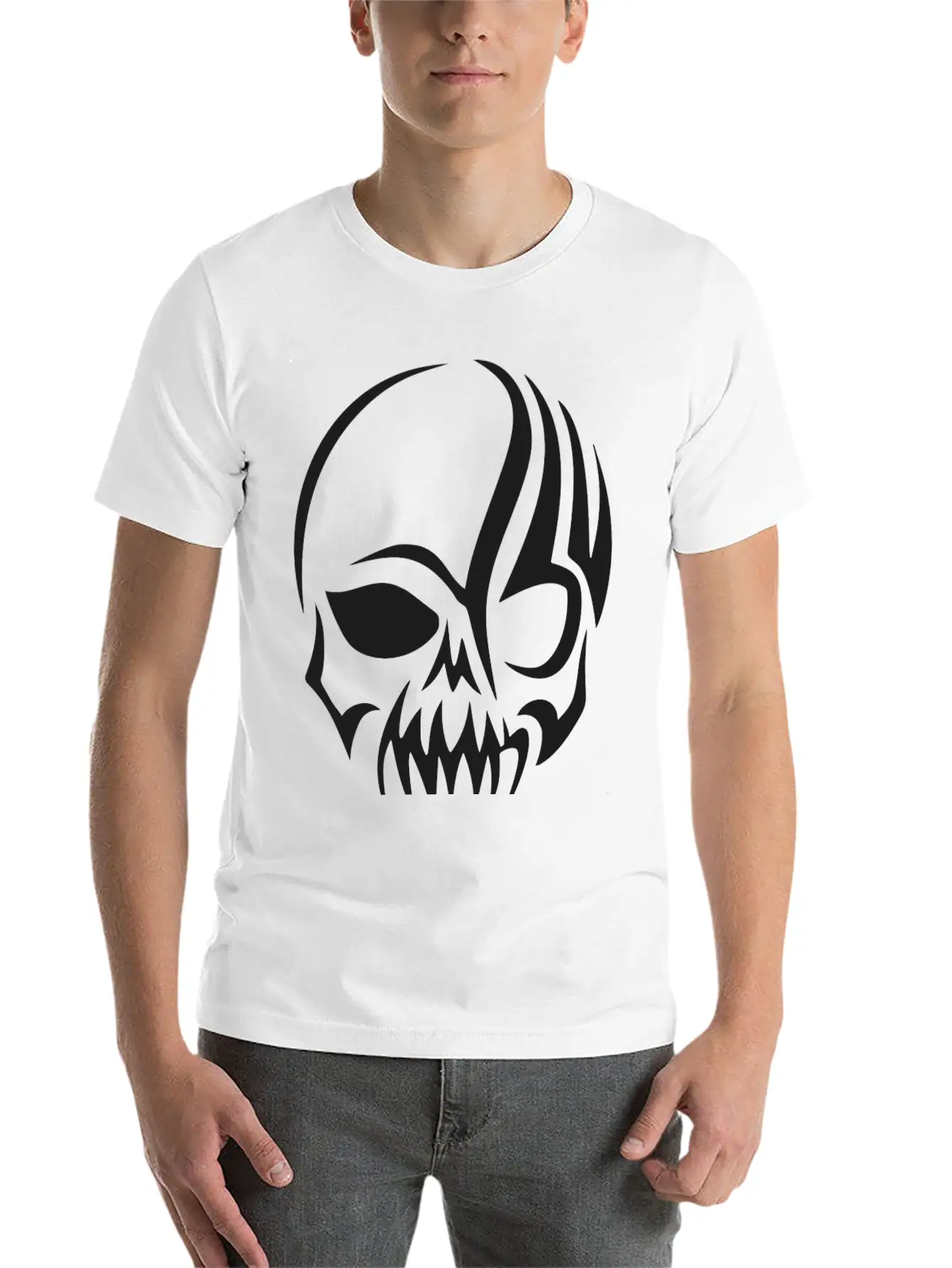 Tribal Skull Halloween Unisex Short Sleeve Soft Cotton T-Shirt – Casual Everyday Wear