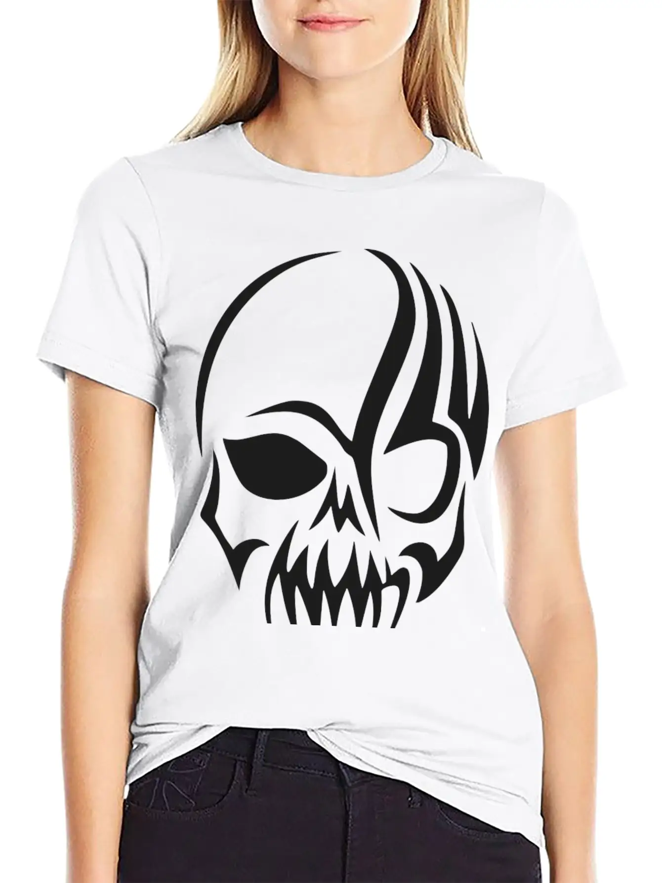 Tribal Skull Halloween Unisex Short Sleeve Soft Cotton T-Shirt – Casual Everyday Wear