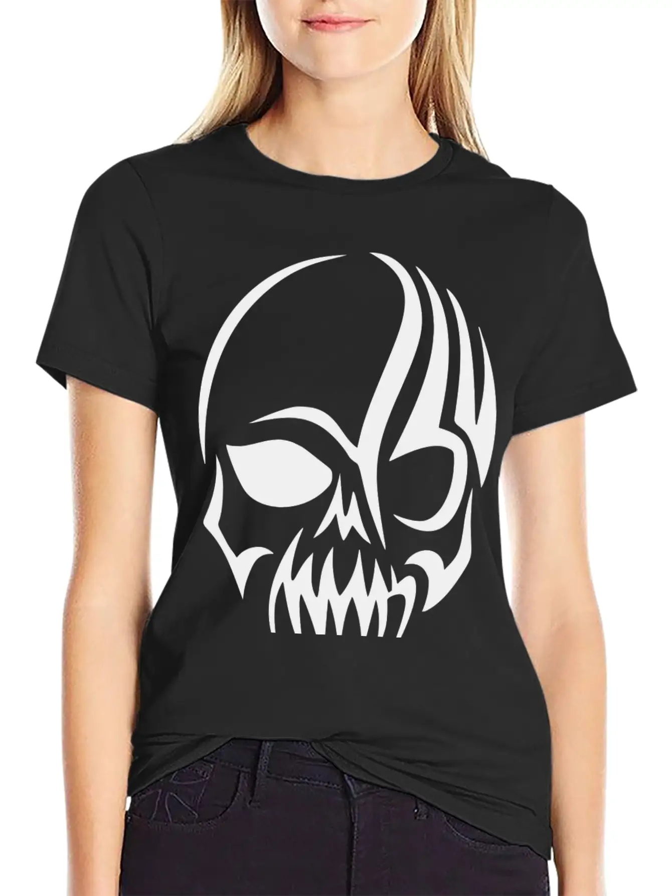 Tribal Skull Halloween Unisex Short Sleeve Soft Cotton T-Shirt – Casual Everyday Wear