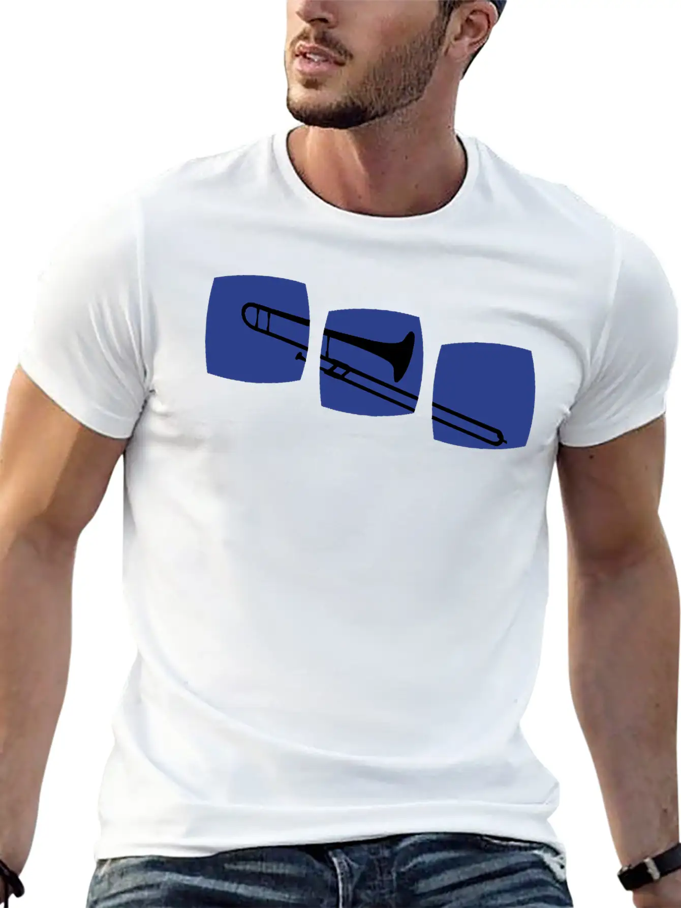 Trombone Trombone Motif Band Musicians, Jazz / Ska Essential Unisex Summer Tee – Soft Cotton Casual Fit