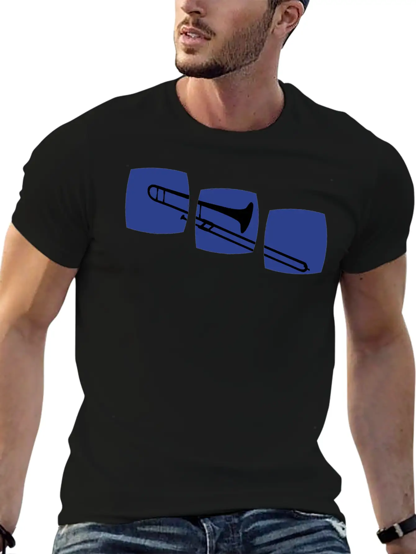Trombone Trombone Motif Band Musicians, Jazz / Ska Essential Unisex Summer Tee – Soft Cotton Casual Fit