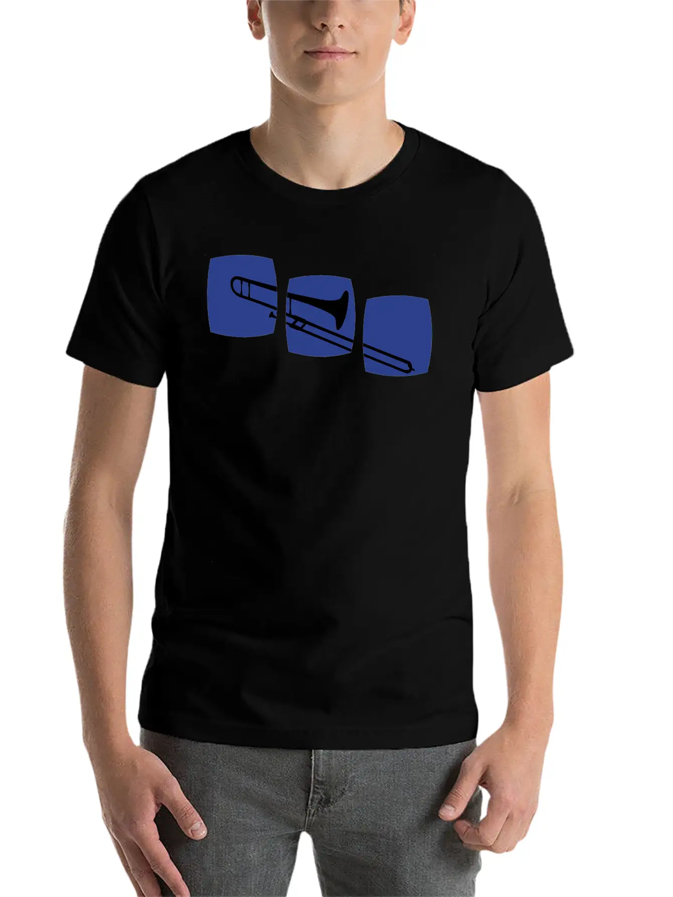 Trombone Trombone Motif Band Musicians, Jazz / Ska Essential Unisex Summer Tee – Soft Cotton Casual Fit