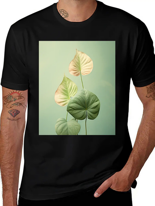 Tropical Leaves In A Modern Minimalist Style Flora Comfortable Minimalist Graphic Tee – Summer Style Essential