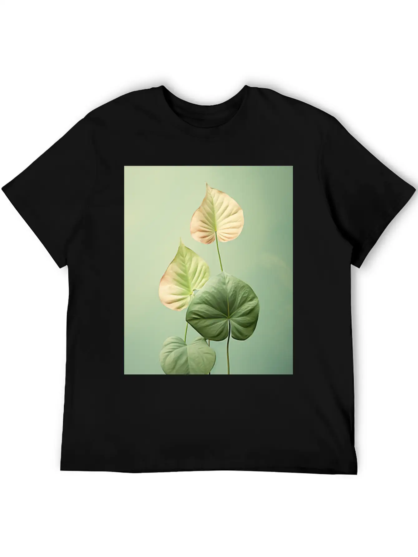 Tropical Leaves In A Modern Minimalist Style Flora Comfortable Minimalist Graphic Tee – Summer Style Essential