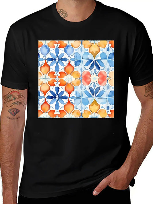 Tropical Mirage Detailed SummerTile Collection 001 Essential Unisex Summer Tee – Soft Cotton Casual Fit