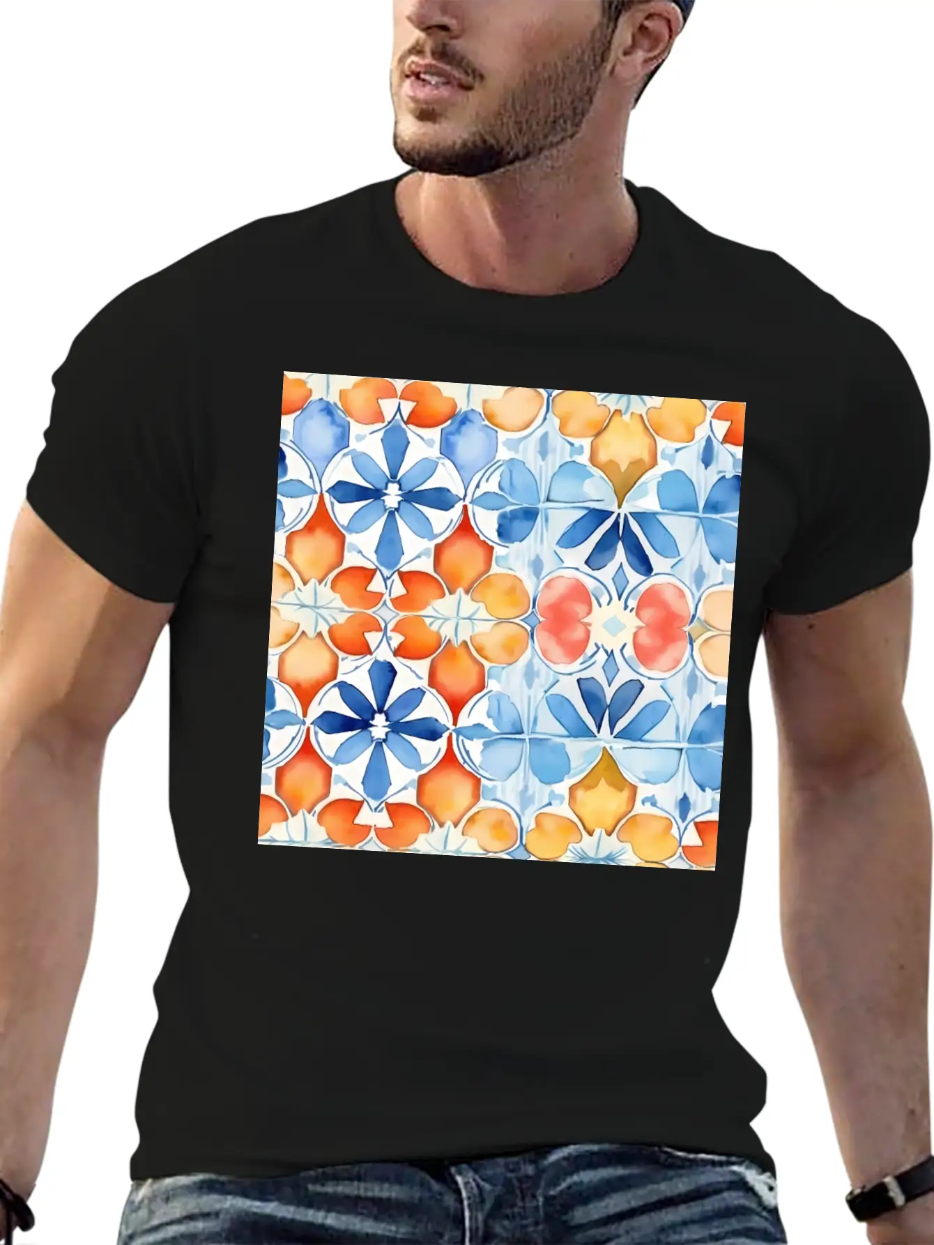 Tropical Mirage Detailed SummerTile Collection 001 Essential Unisex Summer Tee – Soft Cotton Casual Fit
