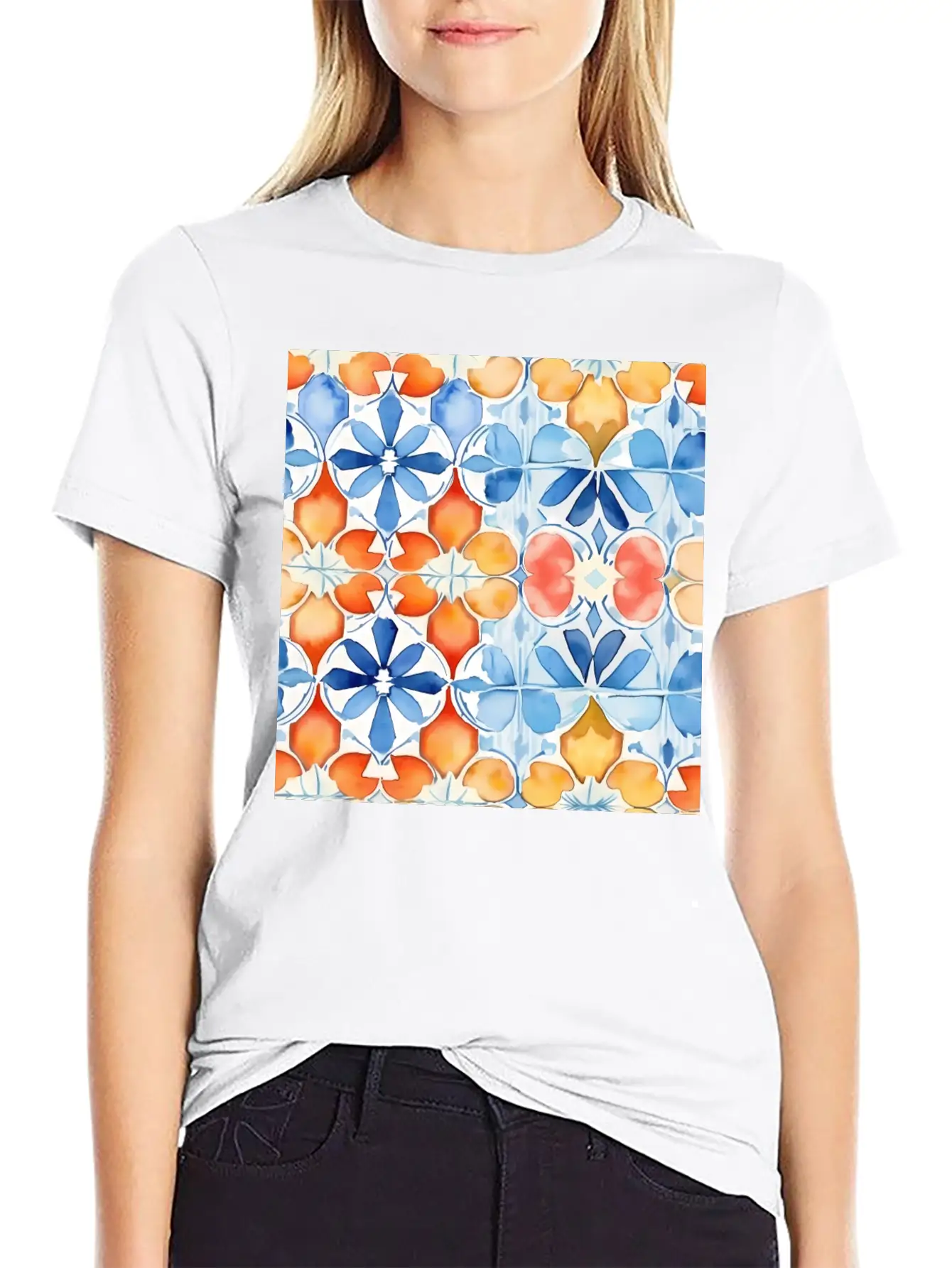 Tropical Mirage Detailed SummerTile Collection 001 Essential Unisex Summer Tee – Soft Cotton Casual Fit
