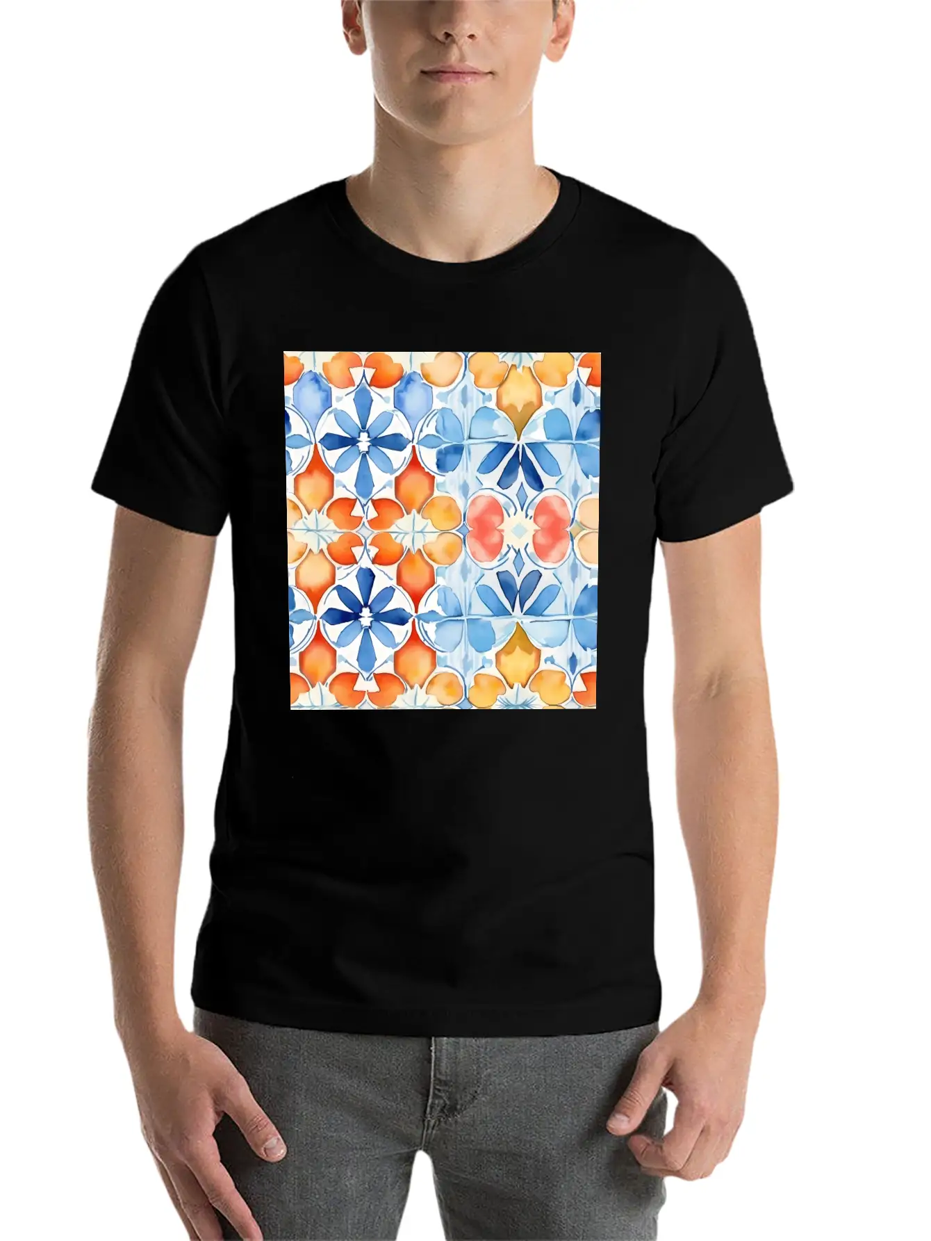 Tropical Mirage Detailed SummerTile Collection 001 Essential Unisex Summer Tee – Soft Cotton Casual Fit