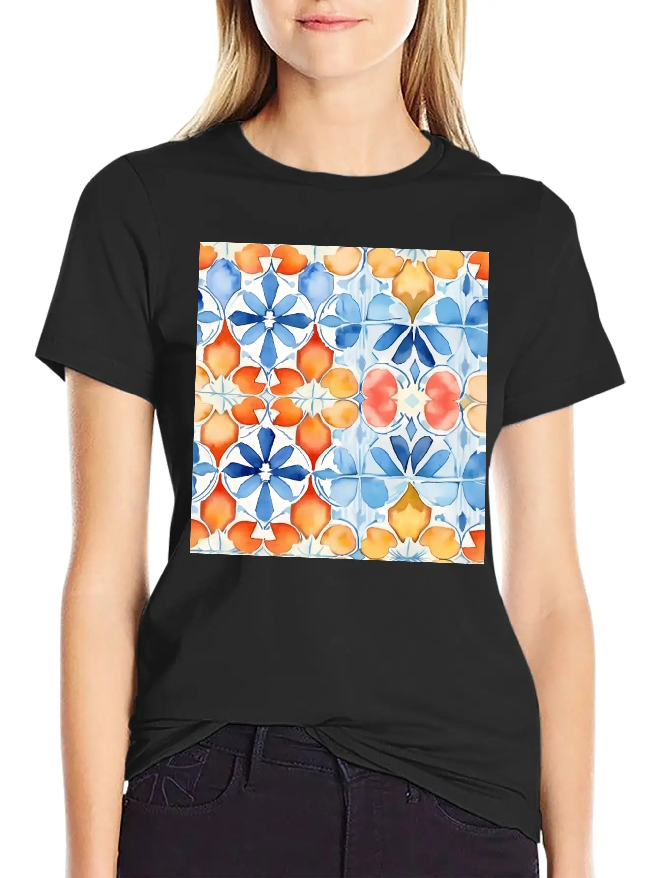 Tropical Mirage Detailed SummerTile Collection 001 Essential Unisex Summer Tee – Soft Cotton Casual Fit